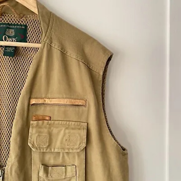 Orvis Zambezi Fishing Vest Size XL Khaki Beige Twill Vintage Hunting Rare - Picture 4 of 15